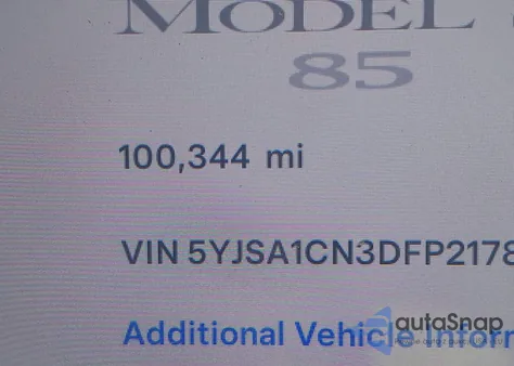 2013 Tesla Model S from USA, damaged, VIN 5YJSA1CN3DFP21780
